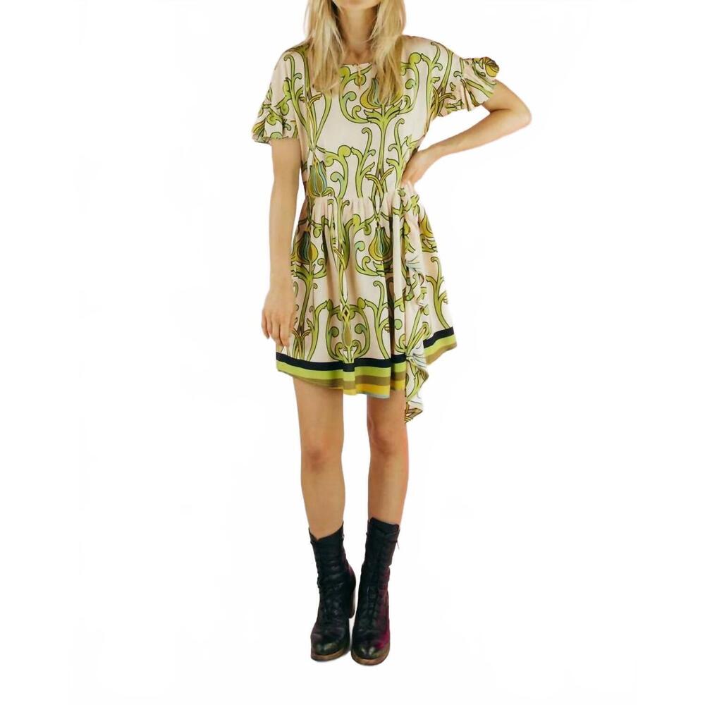 NEW LENNI THE LABEL sugar mini dress in deco lime